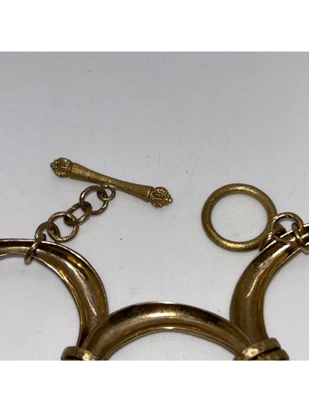 Rivka Friedman Brushed Gold-tone Oval Link Bracelet Clad Textured Statement - Picture 12 of 14